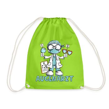 Augenarzt Sehtest Cartoon Facharzt Geschenk - Turnbeutel - Neongrün - Vorne