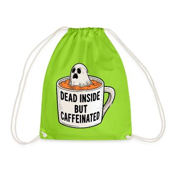 Kaffeegeist: Dead Inside Caffeinated - Turnbeutel - Neongrün - Vorne