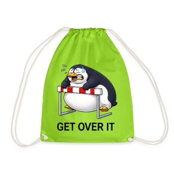 Süßer Pinguin Cartoon lustig Hürdenlaufen - Turnbeutel - Neongrün - Vorne