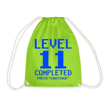11. Geburtstag Elf Pixel - Turnbeutel - Neongrün - Vorne