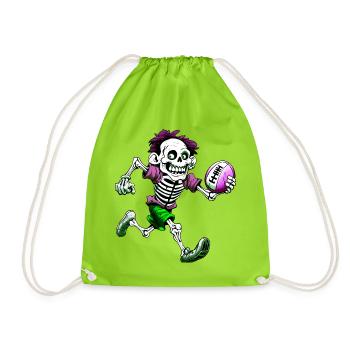 Skelett Rugby - Turnbeutel - Neongrün - Vorne