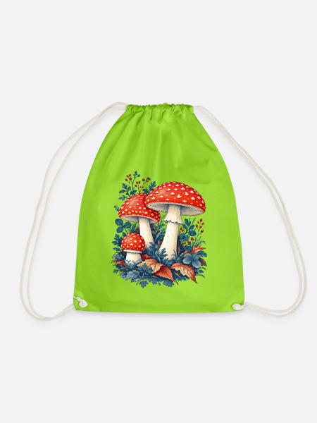 Fly Agaric Blue Laubshirt - Turnbeutel - Neongrün