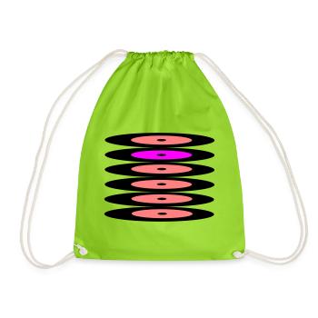 Records - Drawstring Bag - neon green - Front