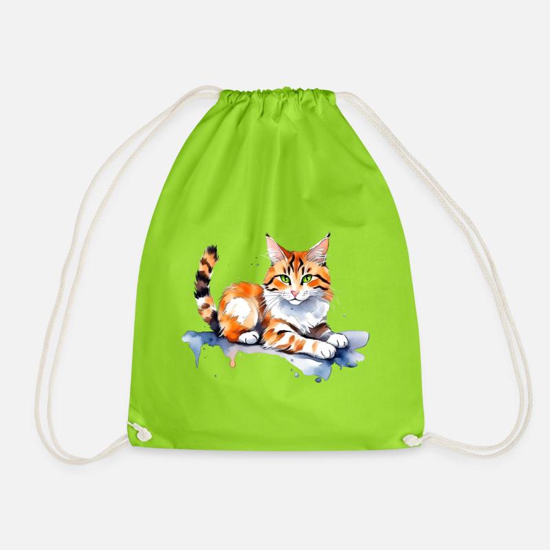 Katze im Schnee - Turnbeutel - Neongrün