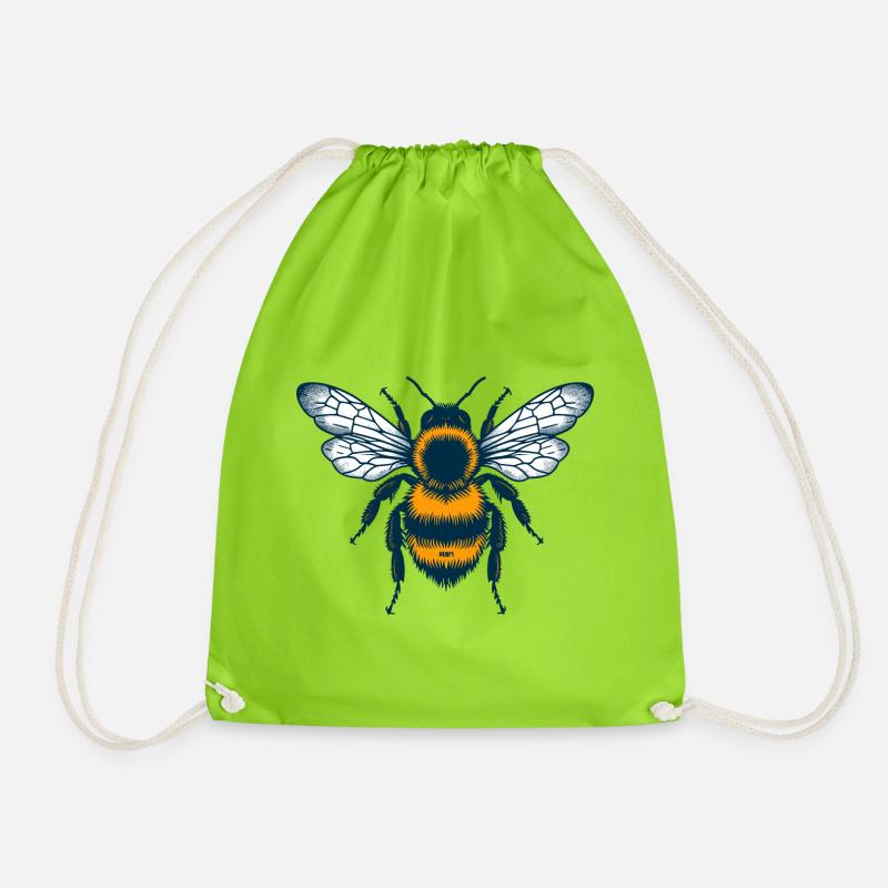 Bee Emblem - Drawstring Bag - neon green