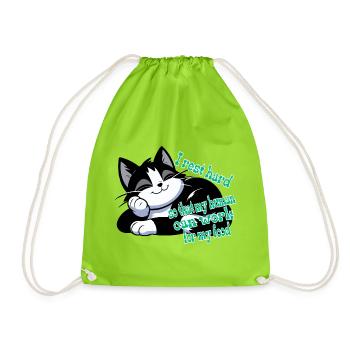 A lying resting cat. A lazy pet. - Drawstring Bag - neon green - Front