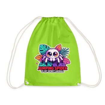 Jumping Spider Is My Spirit Animal Cute - Drawstring Bag - neon green - Front
