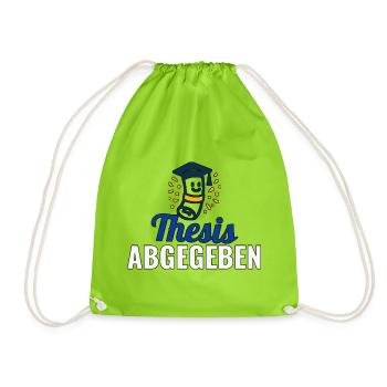Thesis abgegeben – Feier-Shirt für Absolventen - Turnbeutel - Neongrün - Vorne