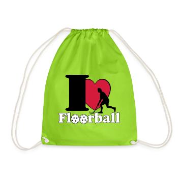 Floorball , Unihockey , Hockey , Fun I love.. - Turnbeutel - Neongrün - Vorne