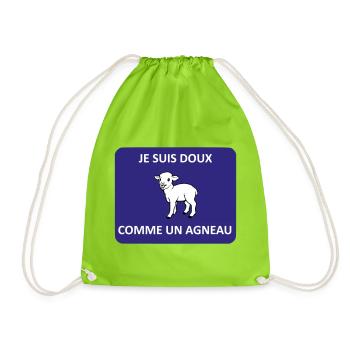 Gentle as a lamb - Drawstring Bag - neon green - Front