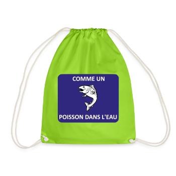Like a fish in water - Drawstring Bag - neon green - Front