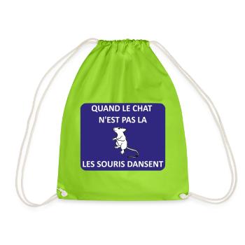 When the cat is away, the mice will play - Drawstring Bag - neon green - Front
