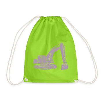 Pelle Silhouette Opérateur d’engins de construction Génie civil - Sac de sport léger - vert néon - Devant