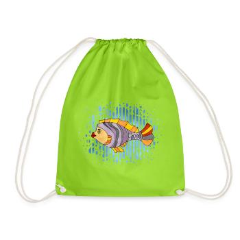 fish - Drawstring Bag - neon green - Front