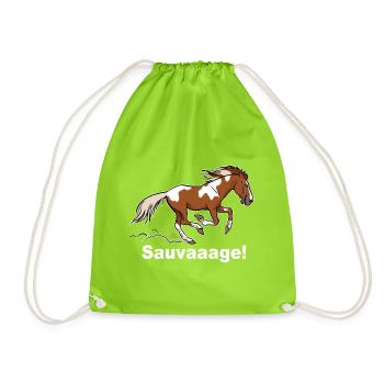 Cheval sauvage pie (pour texiles foncés) - Sac de sport léger - vert néon - Devant