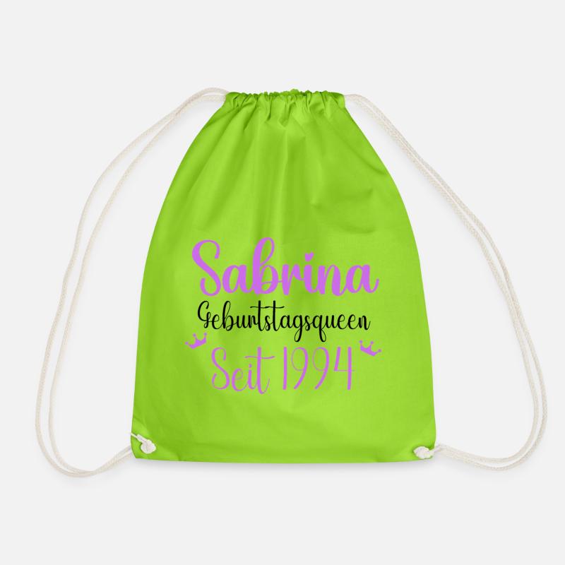 Sabrina Geburtstagsqueen Seit 1994 Geschenk - Turnbeutel - Neongrün