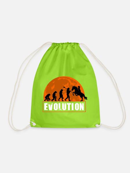 Evolution Of Horse Racing Jockey Equestrian - Drawstring Bag - neon green