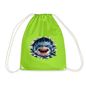 Breaking Shark Outbreak design - Drawstring Bag - neon green - Front