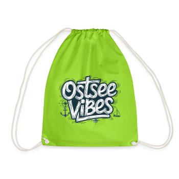  Ostsee Vibes Maritimes Ostsee Motiv Anker - Turnbeutel - Neongrün - Vorne