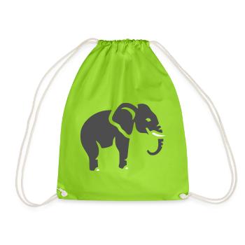 Silhouette d’éléphant Animal Afrique - Sac de sport léger - vert néon - Devant