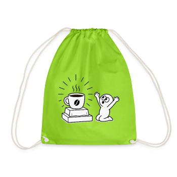 Coffee Mug Joy Comic Design - Drawstring Bag - neon green - Front