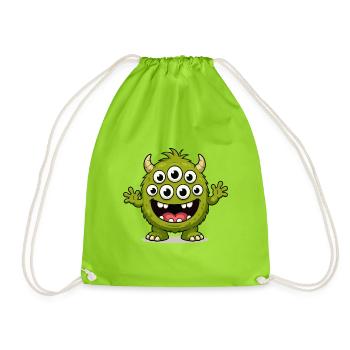 Green monster with many eyes - Drawstring Bag - neon green - Front
