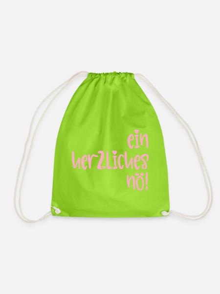 Absage - Herzliches Nö - Turnbeutel - Neongrün