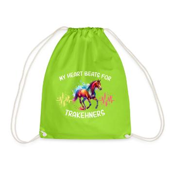 Trakehner Heartline Horse - Drawstring Bag - neon green - Front