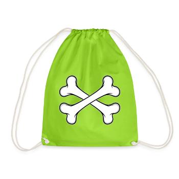 Hundeknochen gekreuzt - Turnbeutel - Neongrün - Vorne
