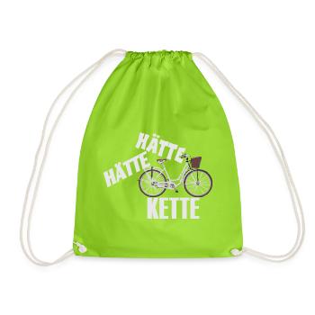 Spruch Hätte Hätte - Fahrrad - Kette - Turnbeutel - Neongrün - Vorne