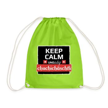 KeepCalm und Schweizerdeutsch - Turnbeutel - Neongrün - Vorne
