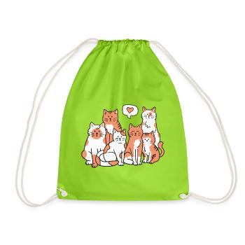Katzen Katzenliebhaber - Turnbeutel - Neongrün - Vorne
