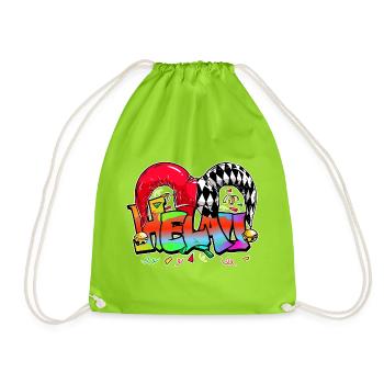 Helau Fastnacht Fasching Karneval Kostüm Jeck - Turnbeutel - Neongrün - Vorne
