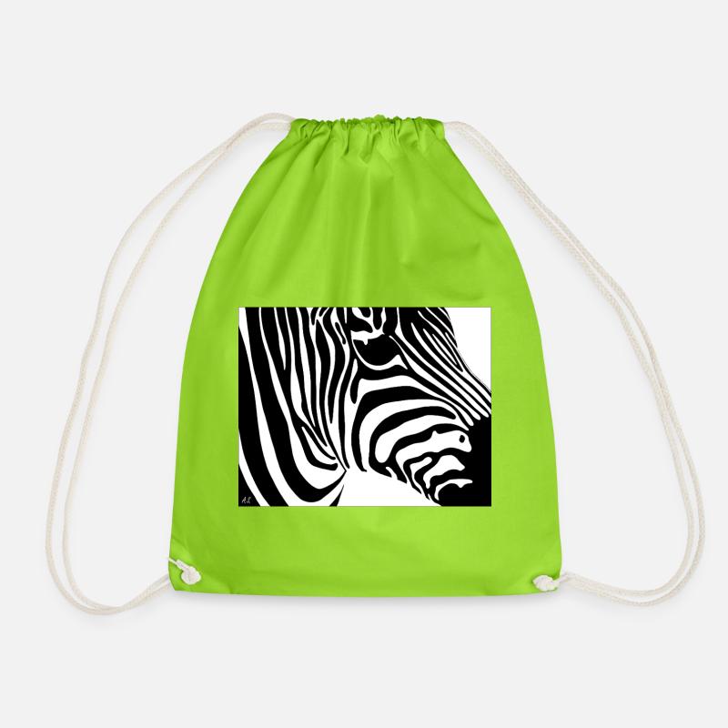 Zebraprint: Kontraststreifen - Turnbeutel - Neongrün