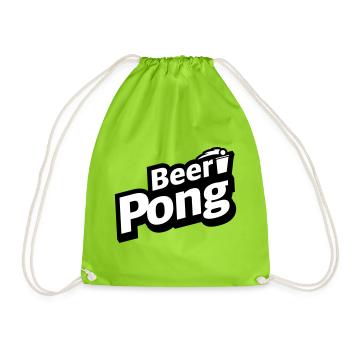 Beer Pong Logo mit Becher - Turnbeutel - Neongrün - Vorne