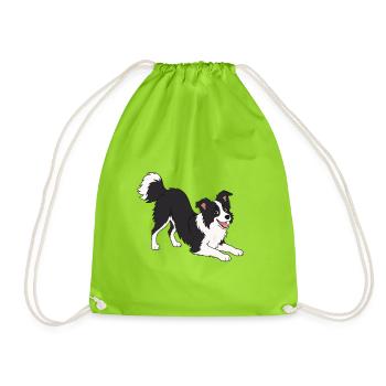Border Collie Freudenpose - Turnbeutel - Neongrün - Vorne