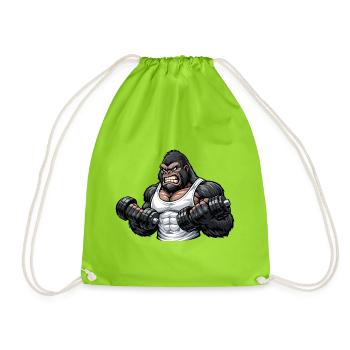Muskulöser Gorilla beim Bodybuilding - Turnbeutel - Neongrün - Vorne