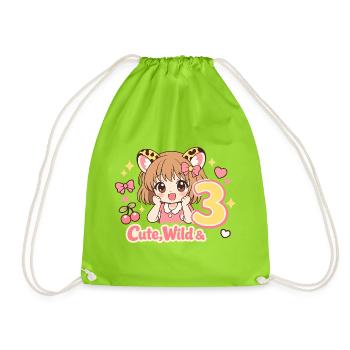 Cute Wild & 3 Leopard Girl Theme - Turnbeutel - Neongrün - Vorne
