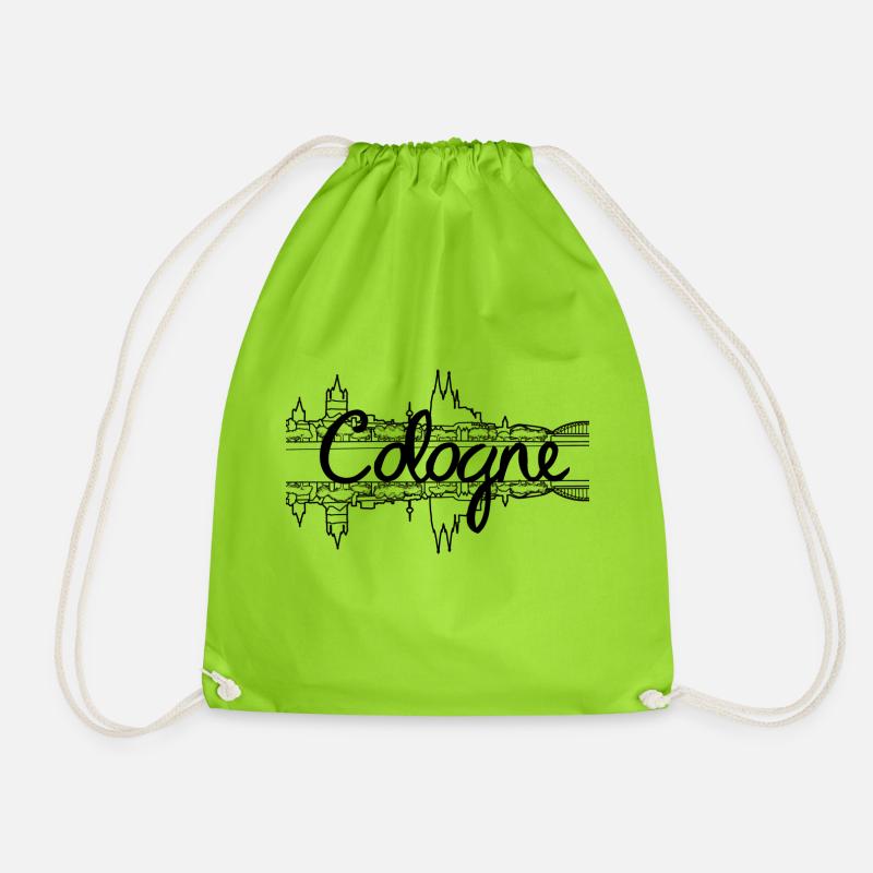 Cologne Skyline - Schwarz - Turnbeutel - Neongrün