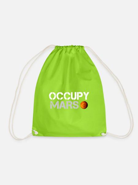 occupy mars - Drawstring Bag - neon green