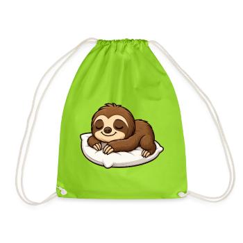 mignon paresseux dessin animé se détendre câlin chill - Sac de sport léger - vert néon - Devant