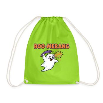 Halloween-Geist mit Boo Merang - Turnbeutel - Neongrün - Vorne