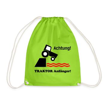 Tractor Beginners - Drawstring Bag - neon green - Front