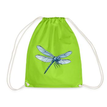 Geometrische Drachenfliege Blau - Turnbeutel - Neongrün - Vorne