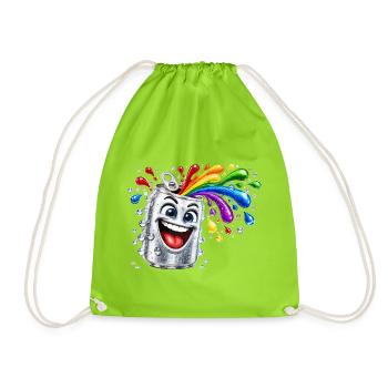Fröhliche Farbdusche aus Dose - Turnbeutel - Neongrün - Vorne
