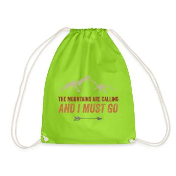 Mountains Are Calling and I Must Go - Drawstring Bag - neon green - Front