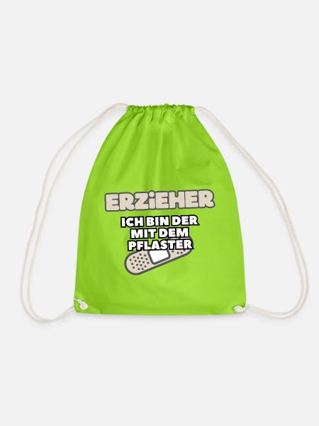 Erzieher Ich Bin Der Mit Dem Pflaster - Turnbeutel - Neongrün