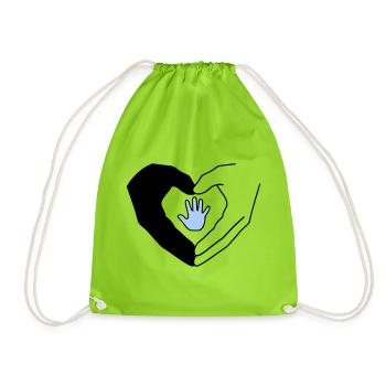 Famille Mains Coeur Amour Protection Vecteur - Sac de sport léger - vert néon - Devant