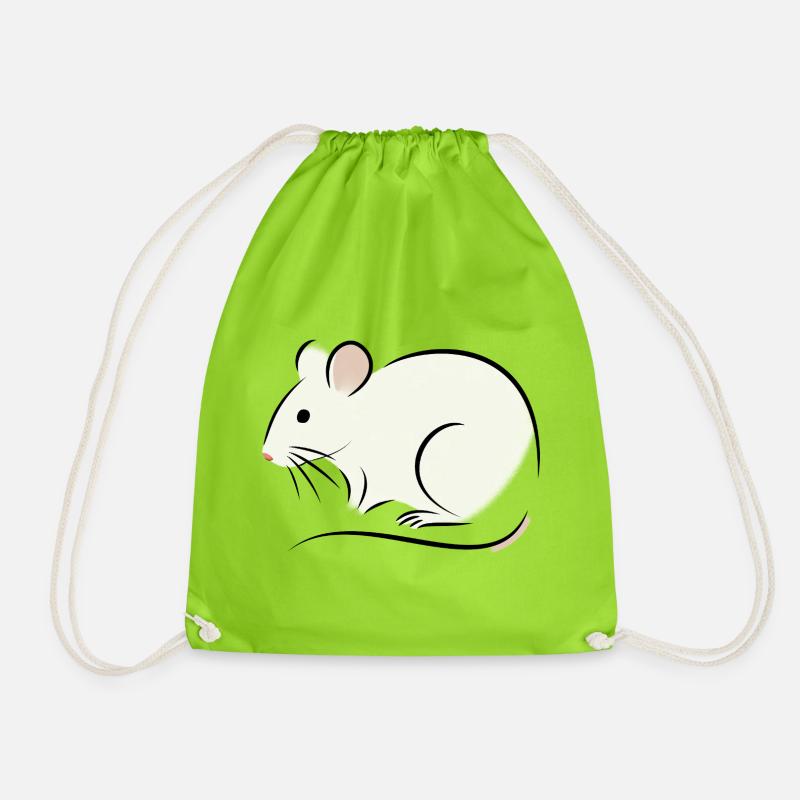 white rat - Drawstring Bag - neon green