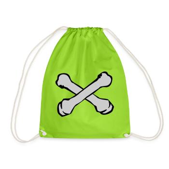 Silhouette des os croisés - Sac de sport léger - vert néon - Devant